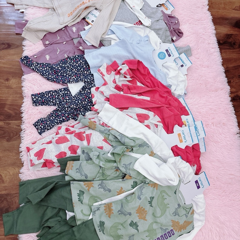 Carter's Baby Pajama Set - Gray, White, Pink